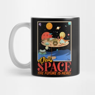Retro Visit Space Mid Century Style Future Space Travel Mug